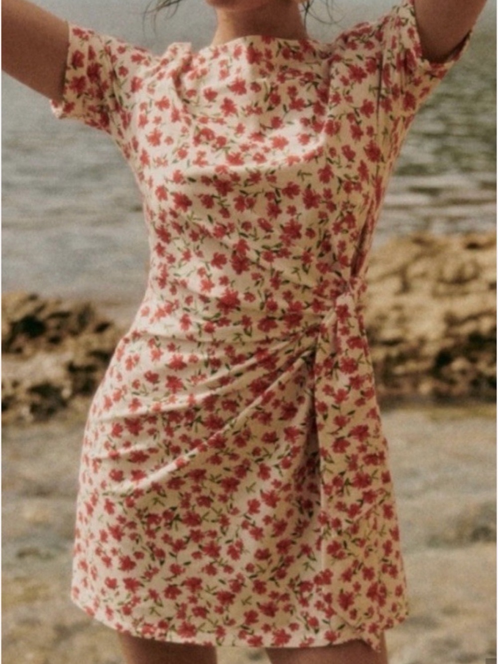 Sezane Pippa Short Dress - Coral Flowers XS